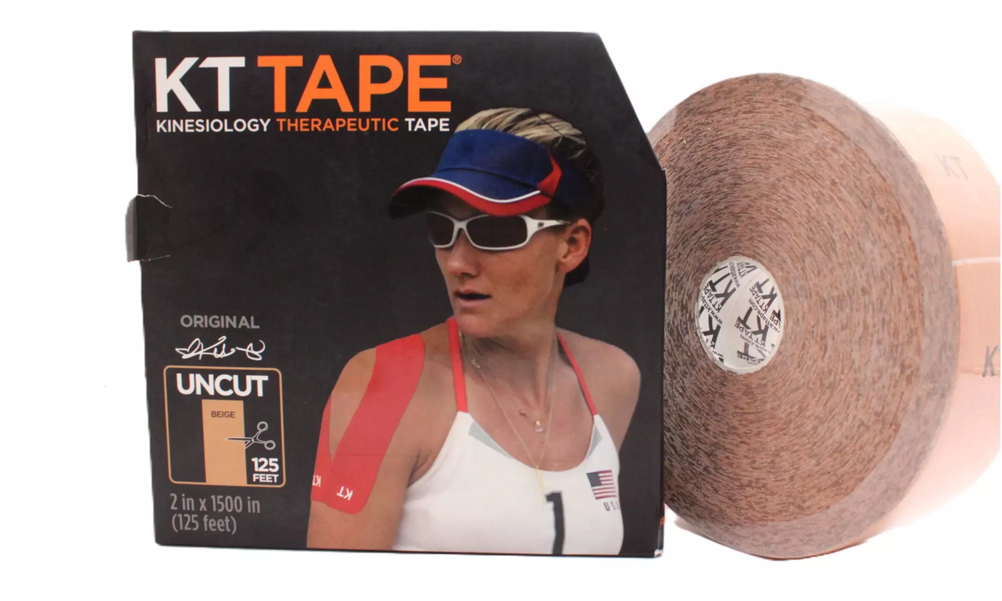 Uncut KT Tape Cotton & Pro Kinesiology Tapes - Black of Beige - Second Medium