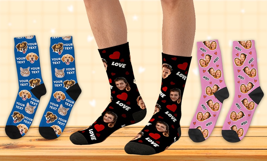 Image 7: Custom Photo Socks from Justyling — Perfect Graduation Gift (Up to 81% Off)