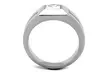 Mens Stainless Steel and Cushion Cut Cubic Zirconia Flush Setting Ring - Second Medium