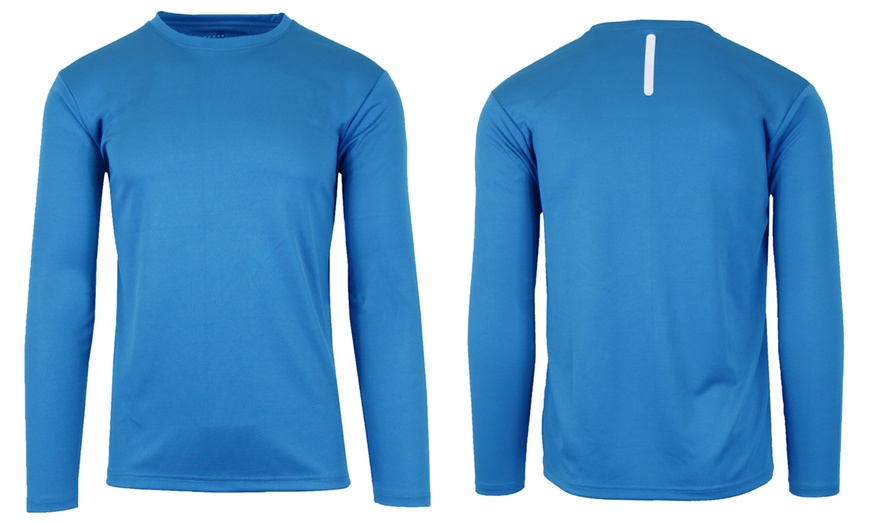 Image 6: Men's Long Sleeve Moisture Wicking Crew Neck Tagless Performance Tee