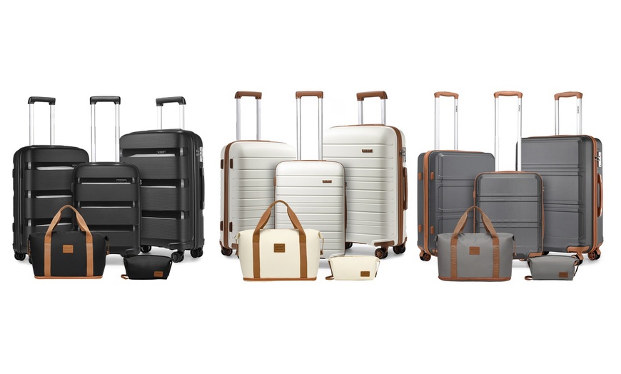 Image 1: Kono 5-Piece Suitcase Set; 20/24/28 Inch, Durable & TSA-Approved