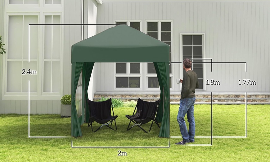 Image 17: Outsunny Pop-Up Gazebo 2m x 2m with Side Panels in Blue, Black, Green