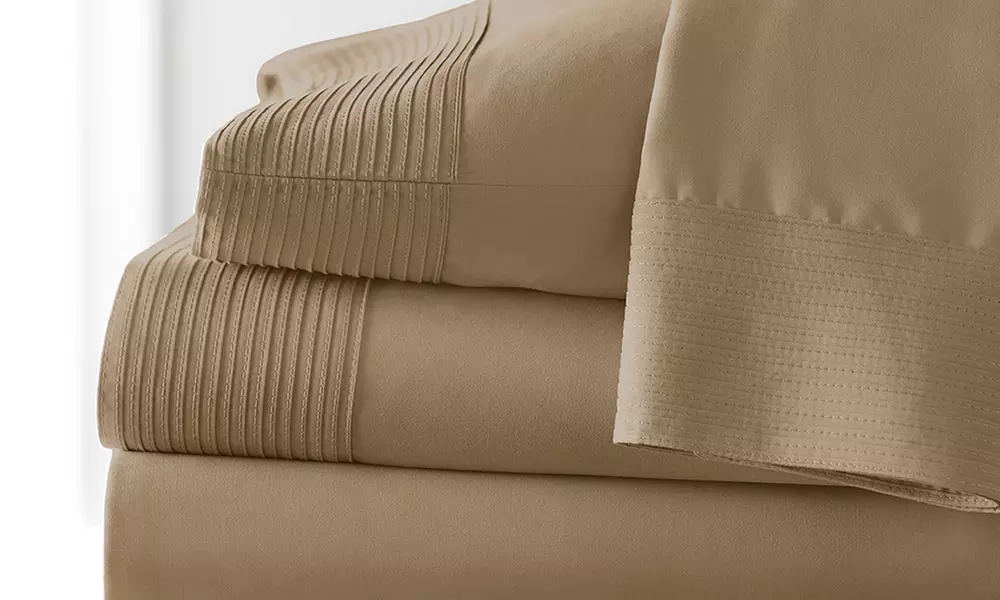 Premium Collection Double Brushed Extra Deep Pocket Pleated Sheet Set
