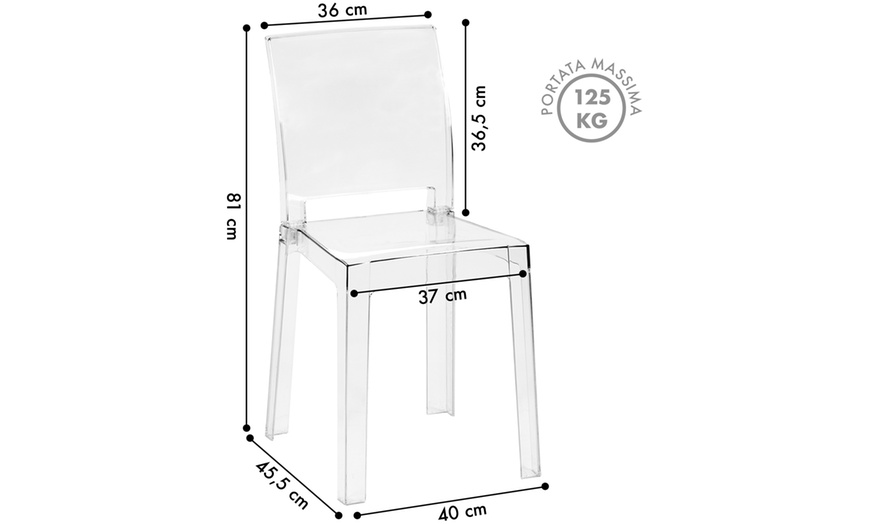 Image 5: Lot de 4 chaises transparentes 'Petra'