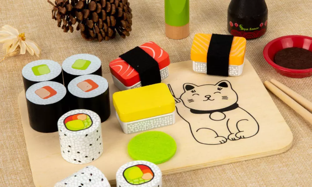 Kids Pretend Play Wooden Sushi Toy Kit