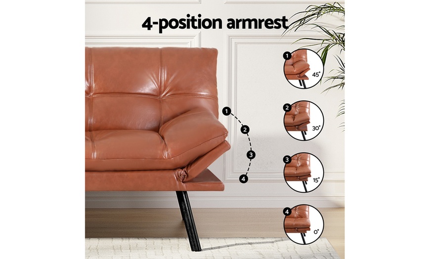 Image 5: Artiss 3 Seater Leather Recliner Lounge