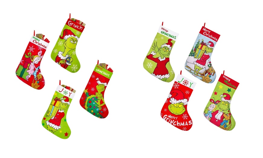 Image 1: 4-Pack Grinch-Inspired Christmas Stockings 