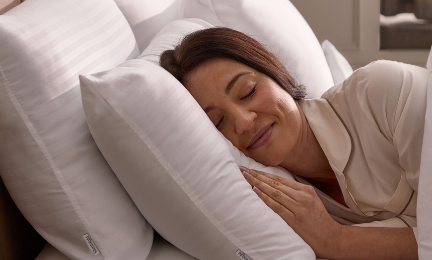 Image 1: Silentnight Hotel Collection Pillows - Satin Stripe Finish