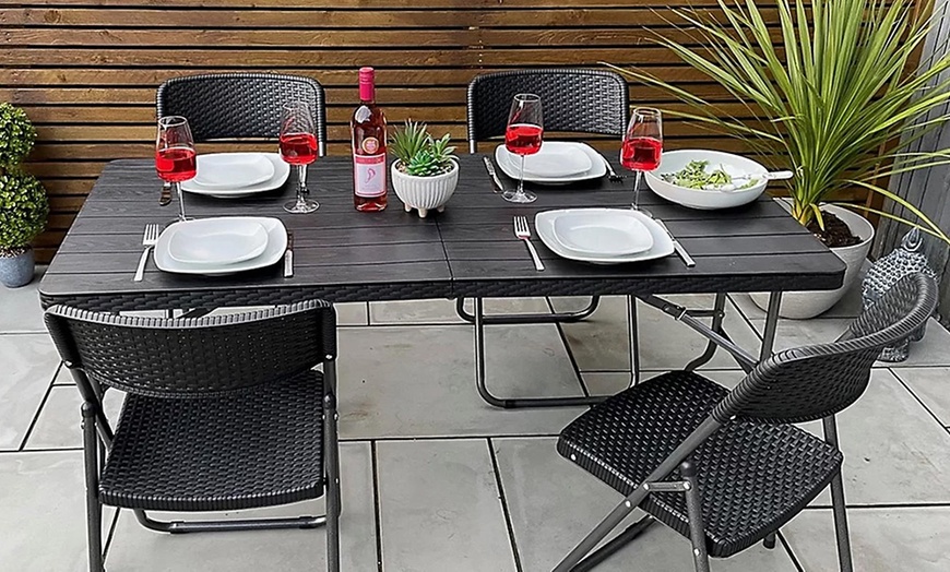 Image 2: Foldable Plastic Table and Chair Set Collection
