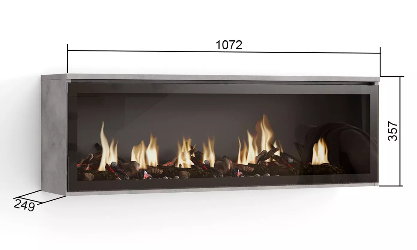 Elektrischer LED-Kamin COZY mit 3D-Feuereffekt, opt. mit Hängeboard