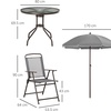 Image 7: Outsunny Six Piece Garden Dining Set; 4 Chairs, Table and Umbrella