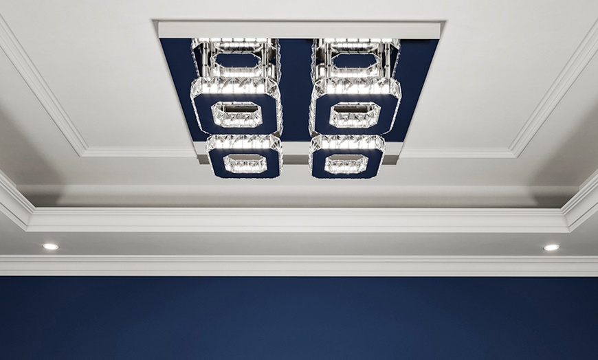 Image 3: Crystal LED Semi-Flush Ceiling Light with Chrome Finish