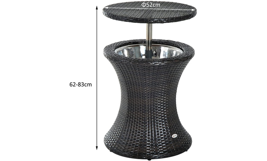 Image 6: Outsunny Rattan-Effect Ice Bucket Table