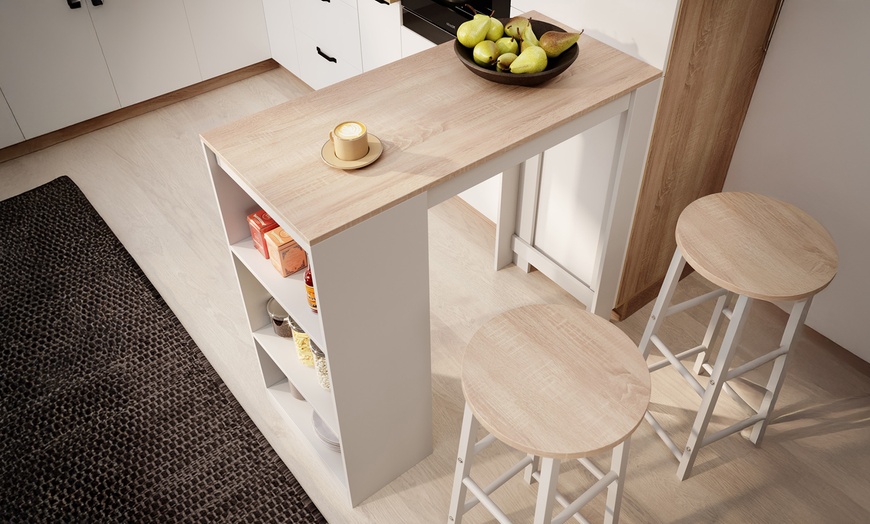 Image 14: Table haute Kyra de 110 cm avec ou sans tabouret