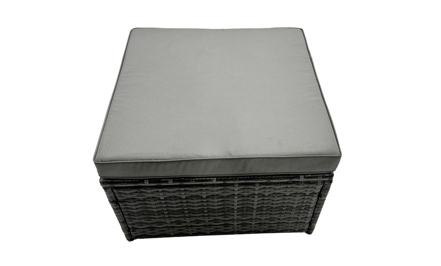 Image 6: Fimous Seven-Piece Rattan-Effect Dining Set with Adjustable Table