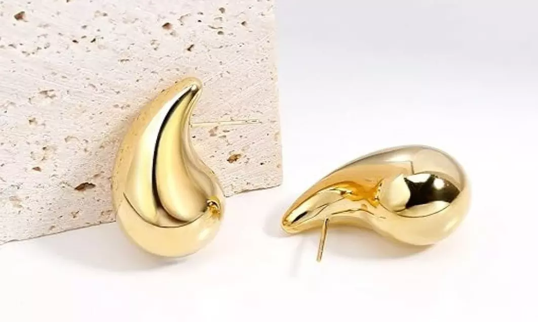 Italian Made 925 Sterling Silver Gold or Silver Chunky Teardrop Earrings