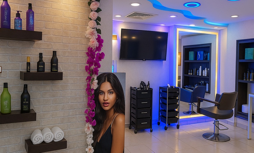 Image 5: Classic/Gelish Mani & Pedi, Soft Gel/Acrylic Extensions, or Hair Mask