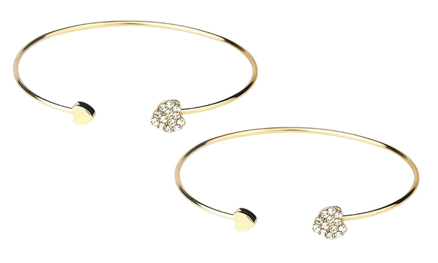 Image 2: One or Two Gold Heart Bangle Bracelets