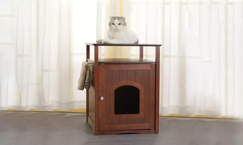 Zoovilla Cat Washroom Litter Box Cover Night Stand Pet House - Primary Image
