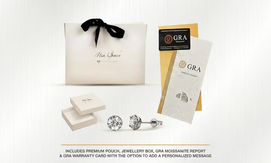 Image 8: MGJ™ 0.5ct Moissanite Stud Earrings, D Color and VVS1 Clarity