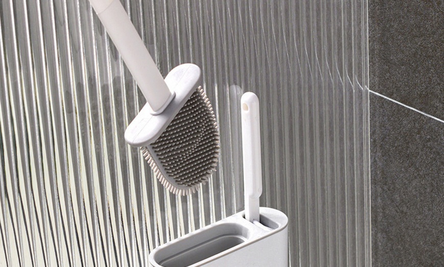 Image 1: One or Two Packs of Wall-Mounted Toilet Cleaning Brush Kits