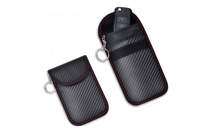 Image 2: 2 Pack Set Car Key Shielding Cases Keyless RFID Blocking Bags-716717X2