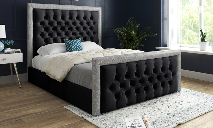 Image 7: DS Living Cheltenham Upholstered Soft Velvet Bed