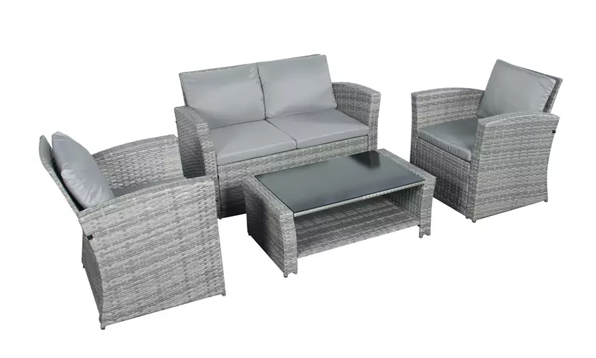 Image 1: Wilmslow Four-Seater Rattan Sofa Lounge Set