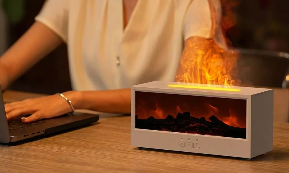 7-Colour Flame Effect Fireplace Humidifier with LED Lights