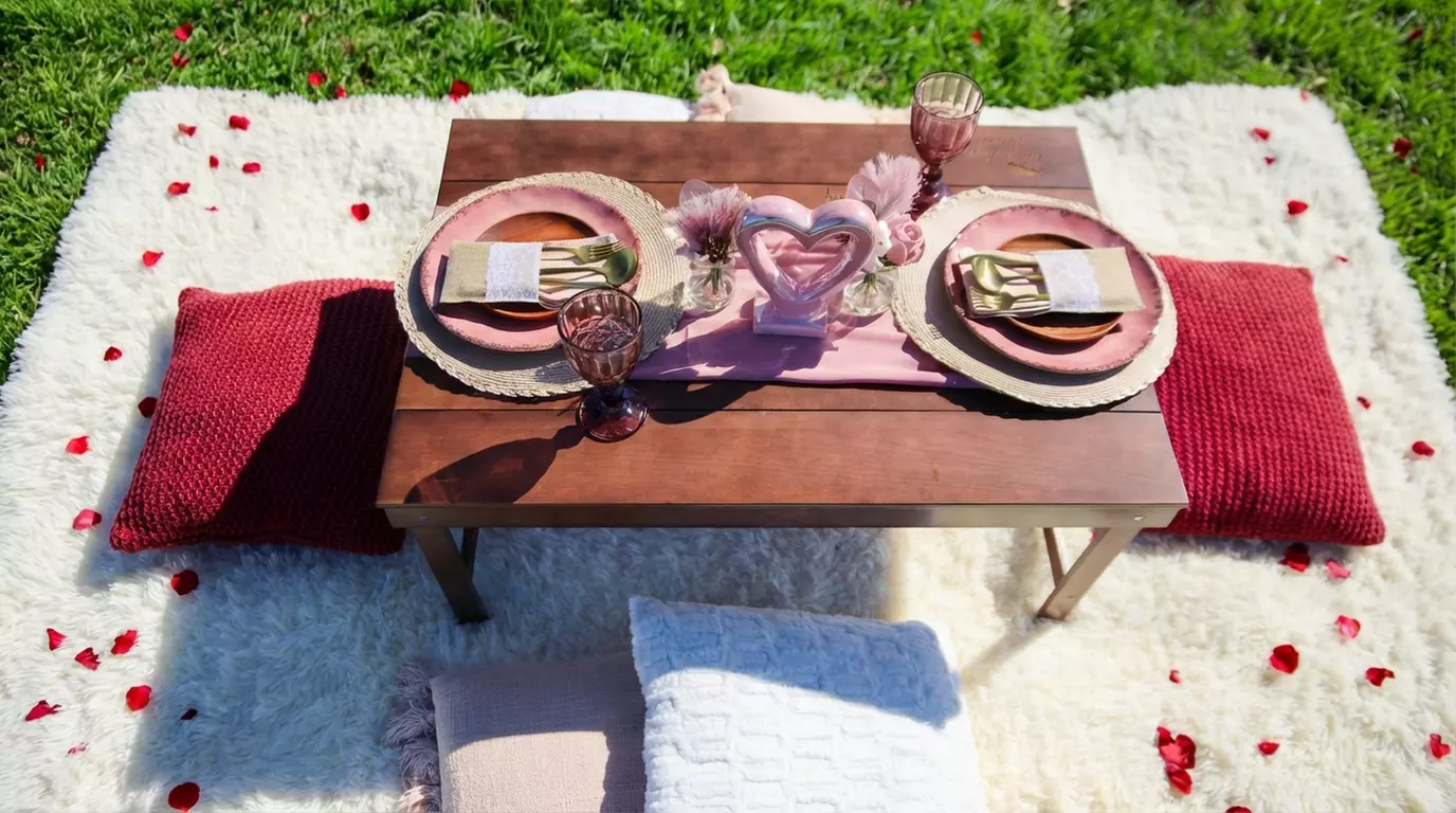 Valentine's Picnic for 2 -Styled Setup & Decor w/ Optional Charcuterie