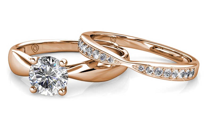 Image 9: Bague double Prestige avec cristaux autrichiens