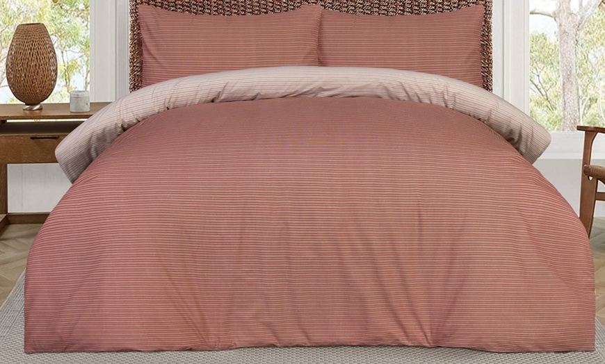 Image 16: Smart Living Soft Reversible Pinstripe Duvet Set 