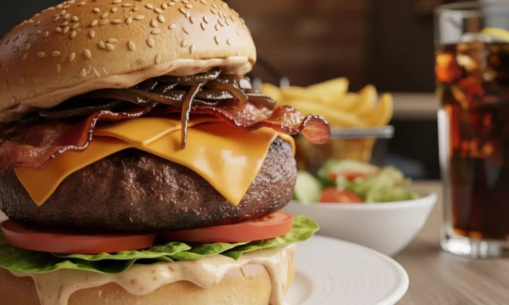 Klassik Burger inkl. Salat und Pommes frites mit optionalem Getränk für 1 Person (bis zu 42% sparen) - Primary Image