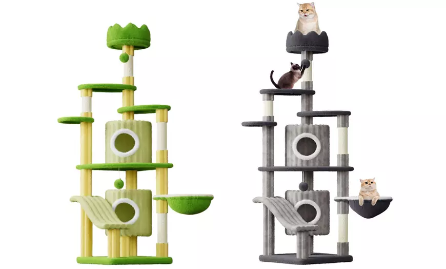 Image 1: 7-Layer 162cm Indoor Castle Cat Tree with Cat Scratching Post