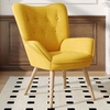Image 3: Living And Home Tufted Button Linen Wing Back Armchair