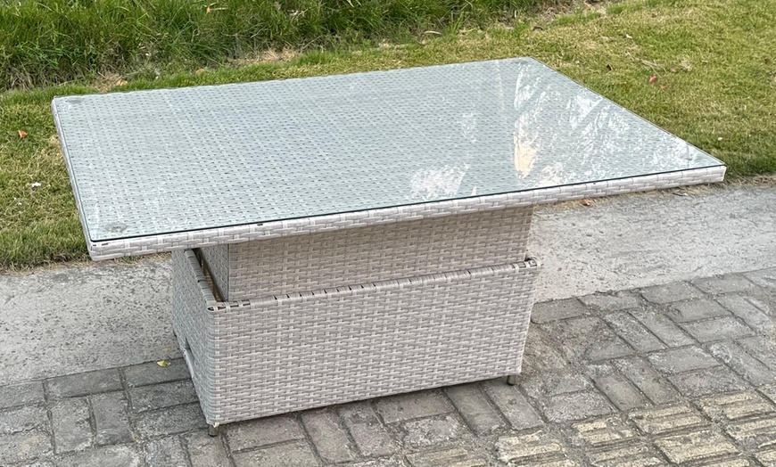 Image 3: Famous PE Rattan Adjustable Table Set