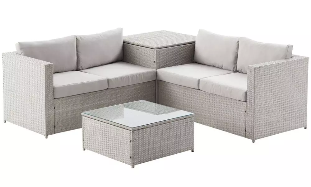 Salon de jardin 4 places Kocoon en résine tressée, modèle "Oacari"