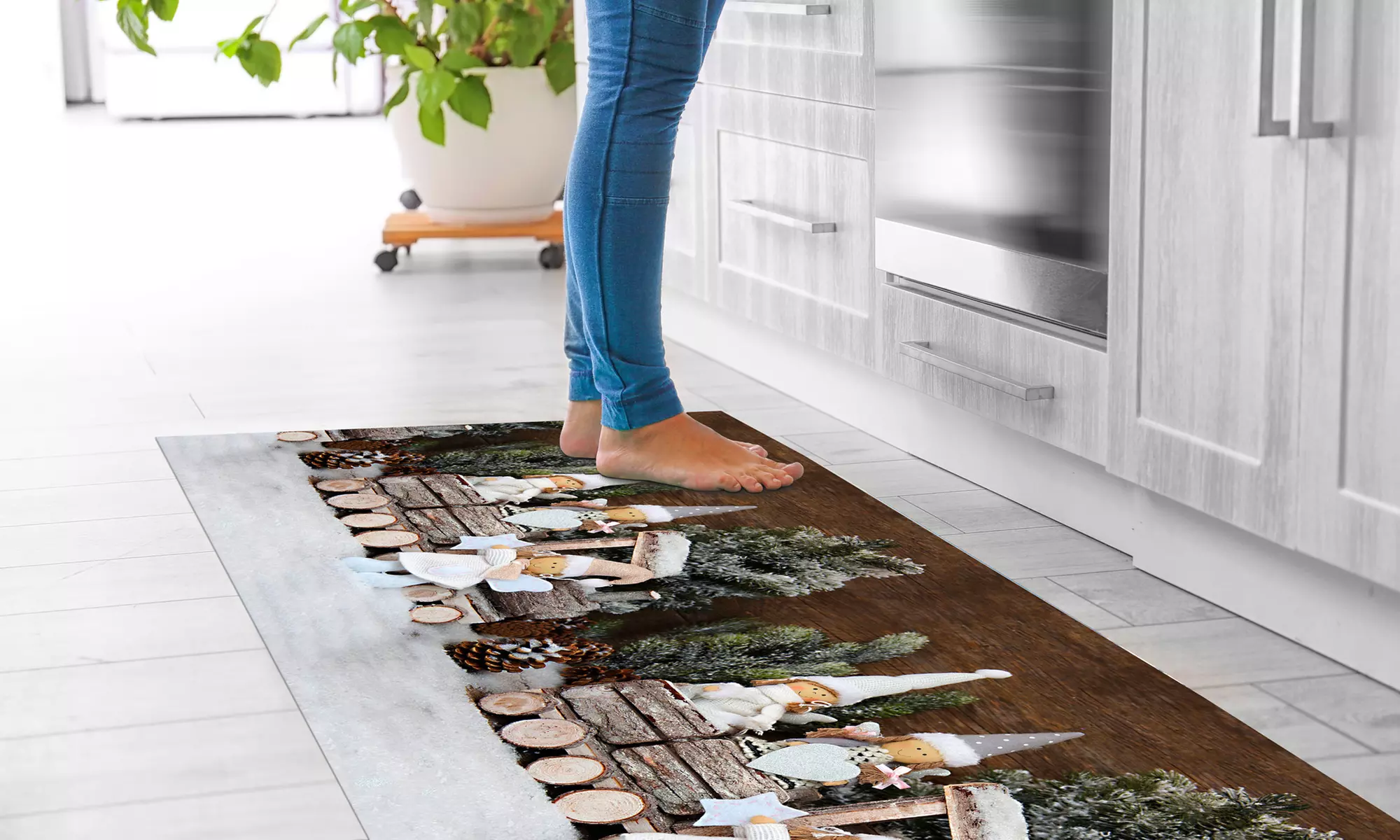 Antislip keukentapijt met kerstpatroon