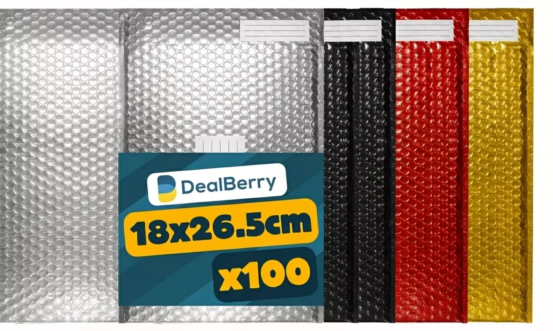 DealBerry 100 Assorted Metallic Bubble Mailers