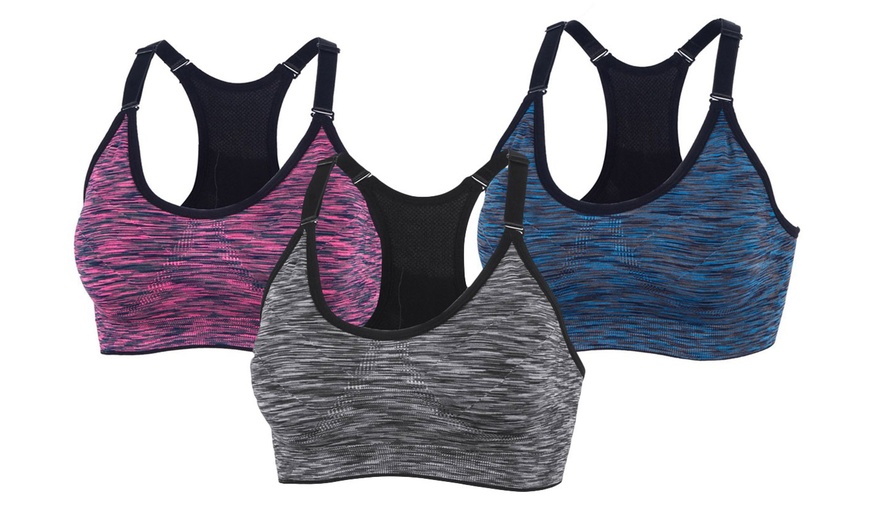 Image 3: 3-Pack Womens Padded Racerback Sports Bras Workout Yoga Bra
