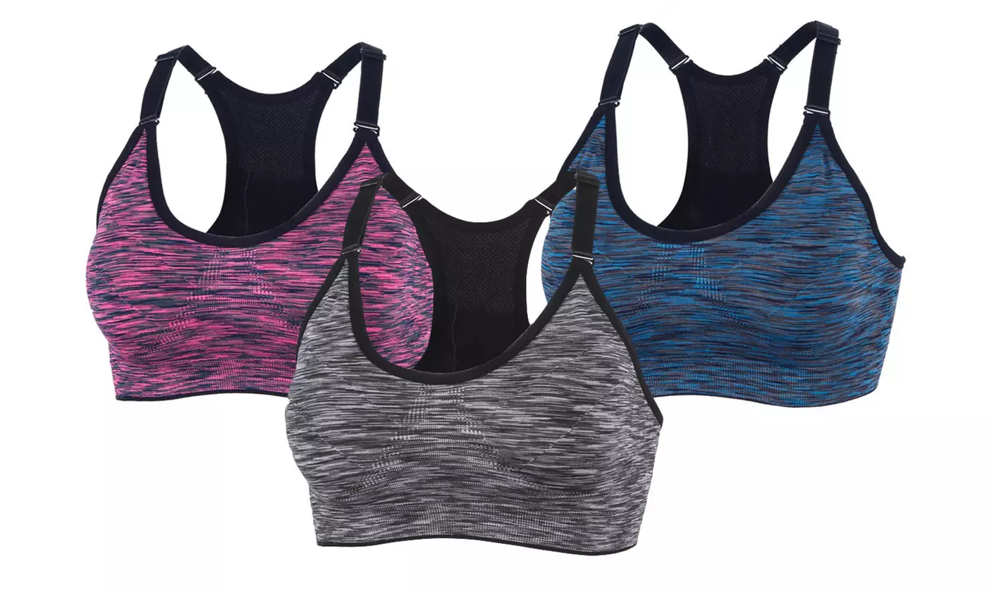 3-Pack Womens Padded Racerback Sports Bras Workout Yoga Bra