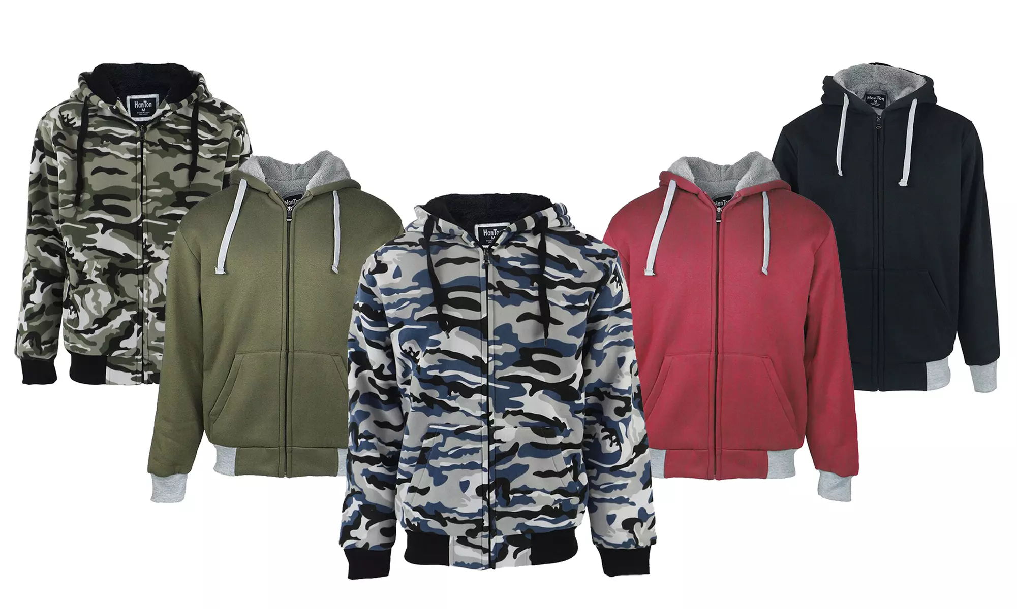 Lee Hanton Men's Camo & Solid Soft Sherpa Zipper Hoody (M-2XL) - Primary Image