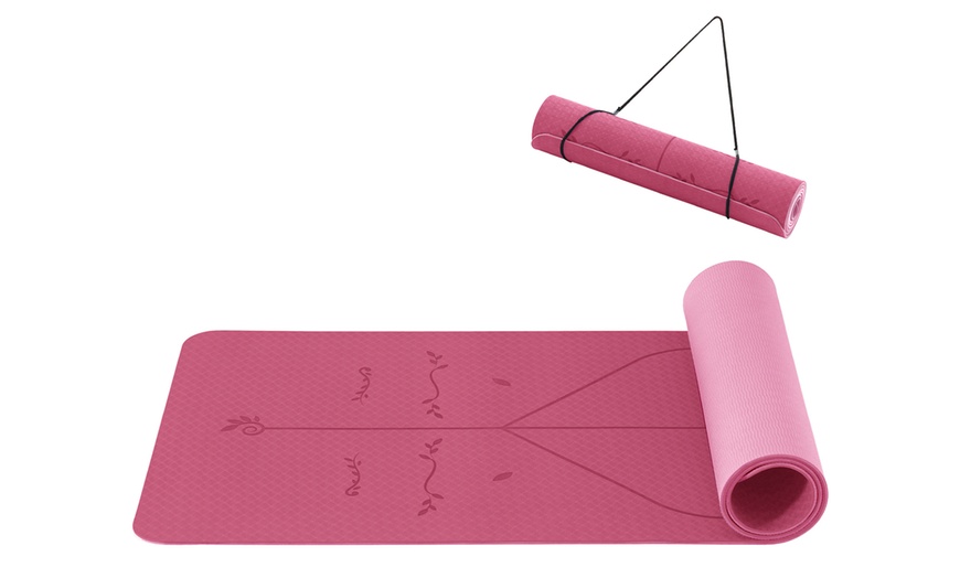 Image 12: Non-Slip Yoga Mat With Alignment Lines