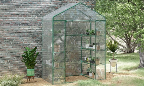 Outsunny Unisex Green Compact Walk-In Pvc House With 8 Shelves