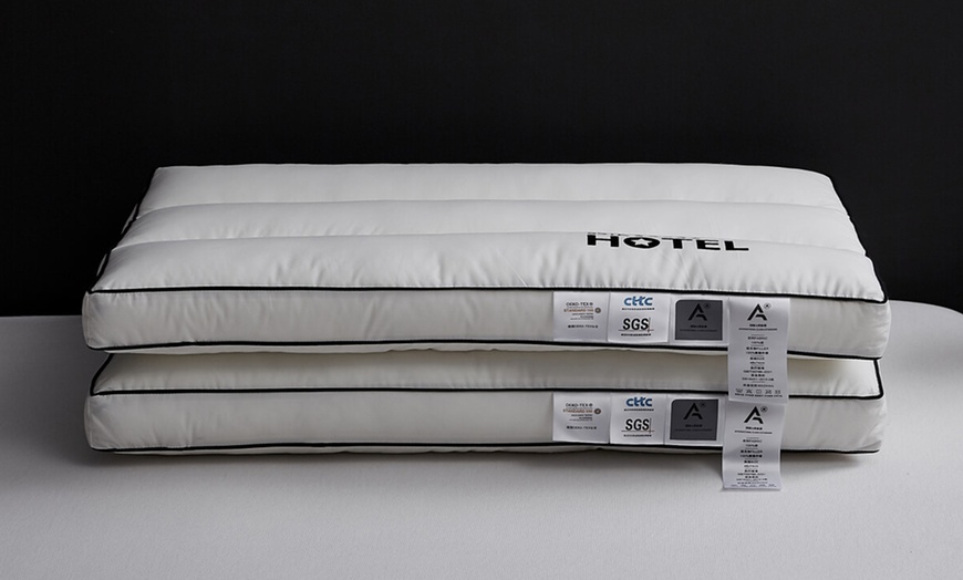 Image 20: 100% Cotton Five Star Hotel Pillow 2 Pack Set