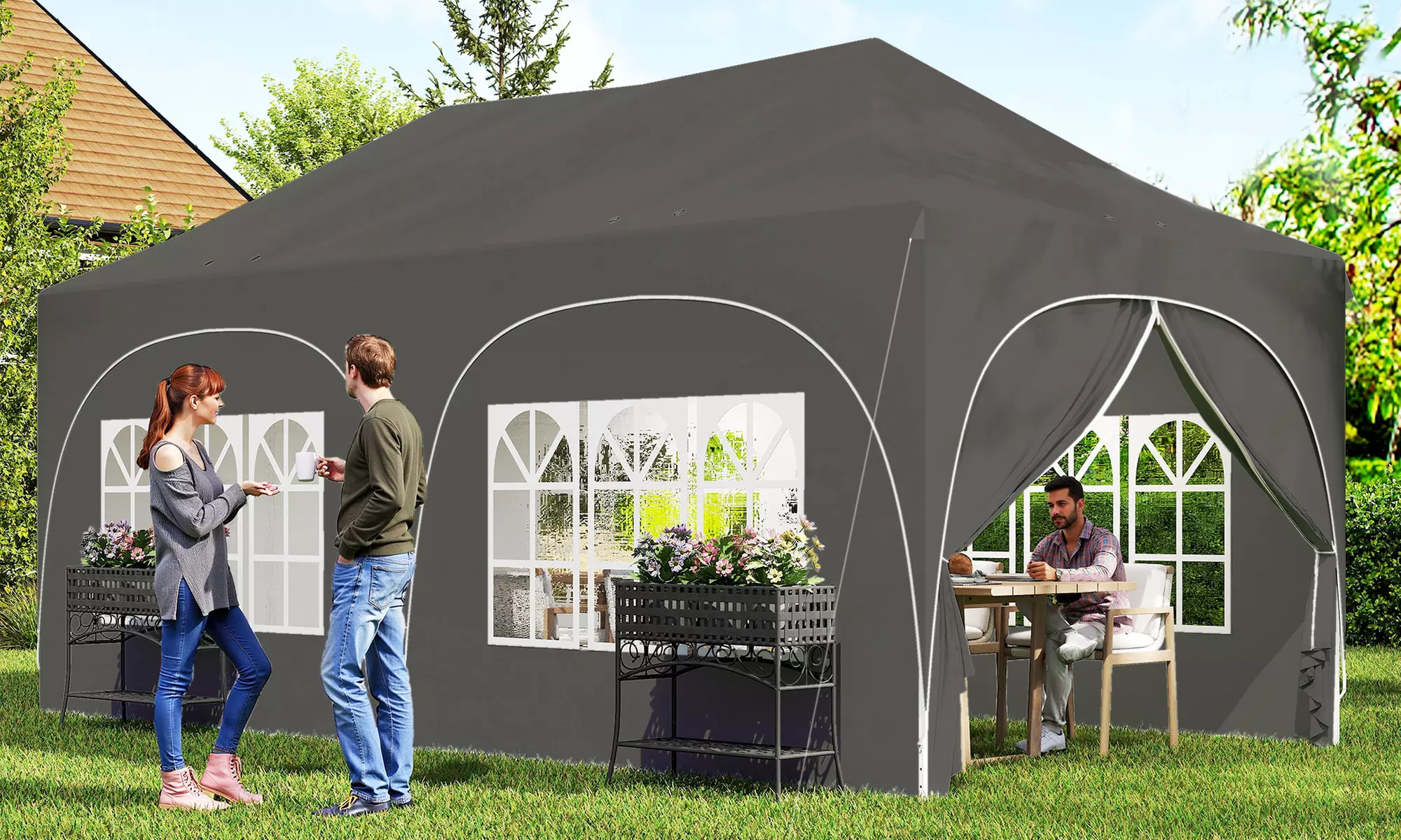 Outsunny 3m x 6m Pop Up Gazebo with Sides
