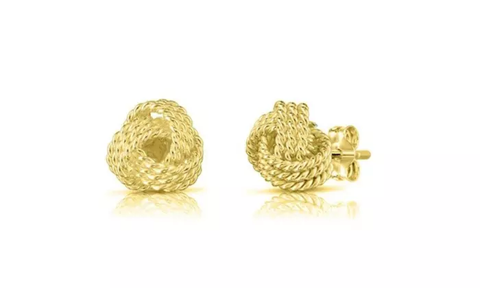Italian Made 925 Sterling Silver Twist Love Knot Stud Earrings