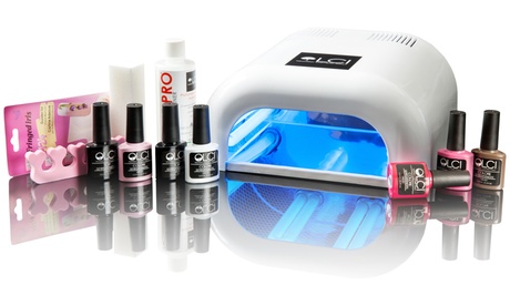 Lámpara UV, base y acabado DryFix, esmaltes semipermanentes y accesorios para uñas LCI Cosmetics