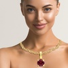 Image 1: 14k yellow gold plated 3 Cttw Round Ruby 18 Inch Necklace.