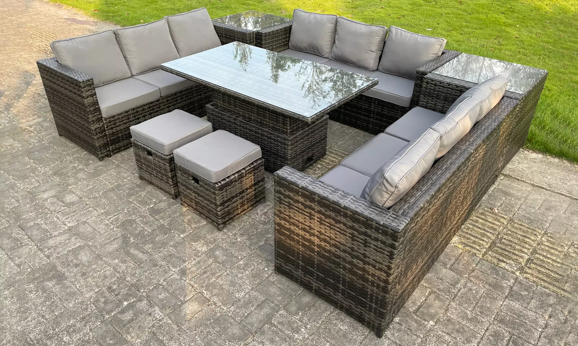 U Shaped Rattan Effect Gardern Furniture Dining Sofa Set